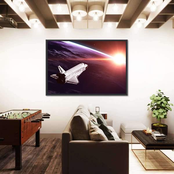 Space Shuttle Taking Off On A Mission Panoramic Canvas Wall Art-1 Piece-36" x 12"-Tiaracle