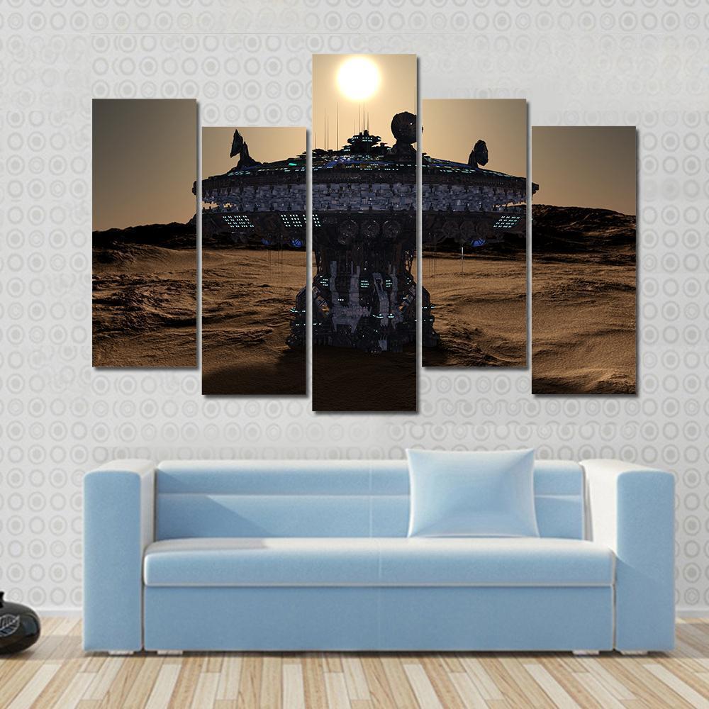 Space Station Canvas Wall Art-5 Pop-Gallery Wrap-47" x 32"-Tiaracle