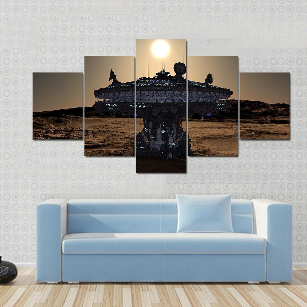 Space Station Canvas Wall Art-5 Star-Gallery Wrap-62" x 32"-Tiaracle