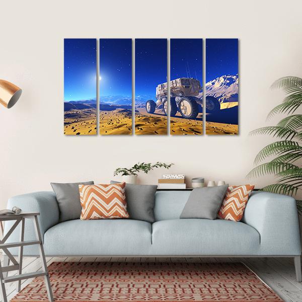 Space Transport Moves Along Mountain Canvas Wall Art-5 Horizontal-Gallery Wrap-22" x 12"-Tiaracle