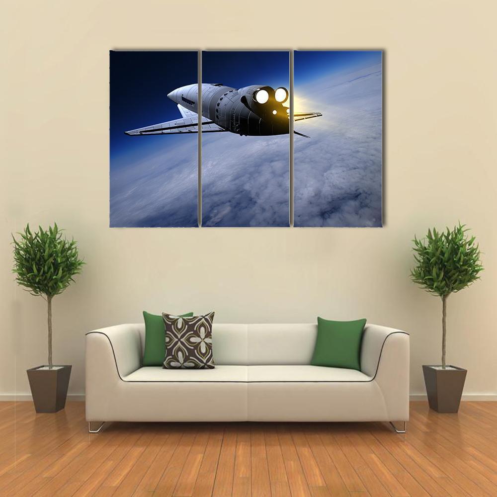 Space Transport On The Sky Canvas Wall Art-5 Star-Gallery Wrap-62" x 32"-Tiaracle