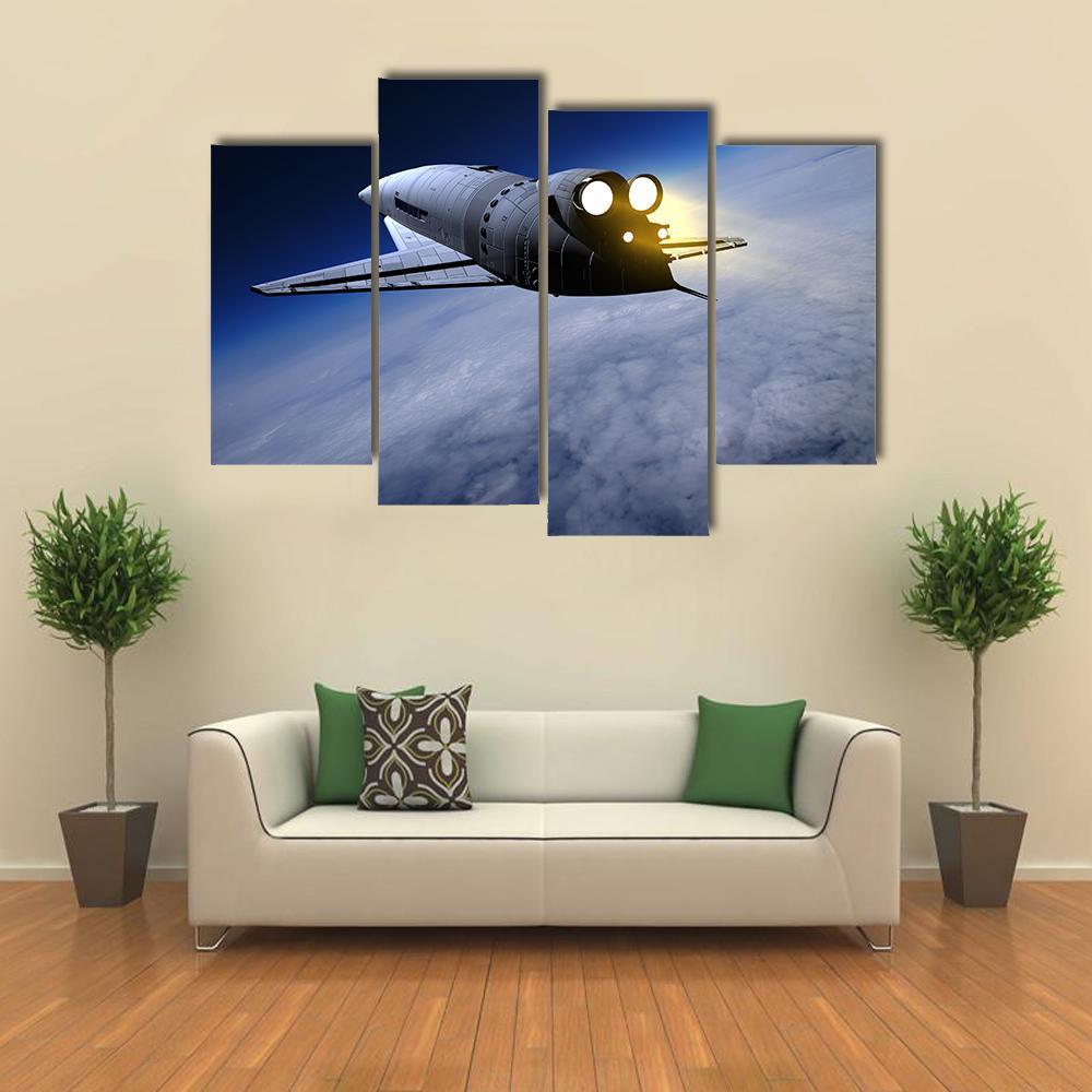 Space Transport On The Sky Canvas Wall Art-4 Pop-Gallery Wrap-50" x 32"-Tiaracle