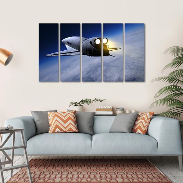 Space Transport On The Sky Canvas Wall Art-5 Horizontal-Gallery Wrap-22" x 12"-Tiaracle