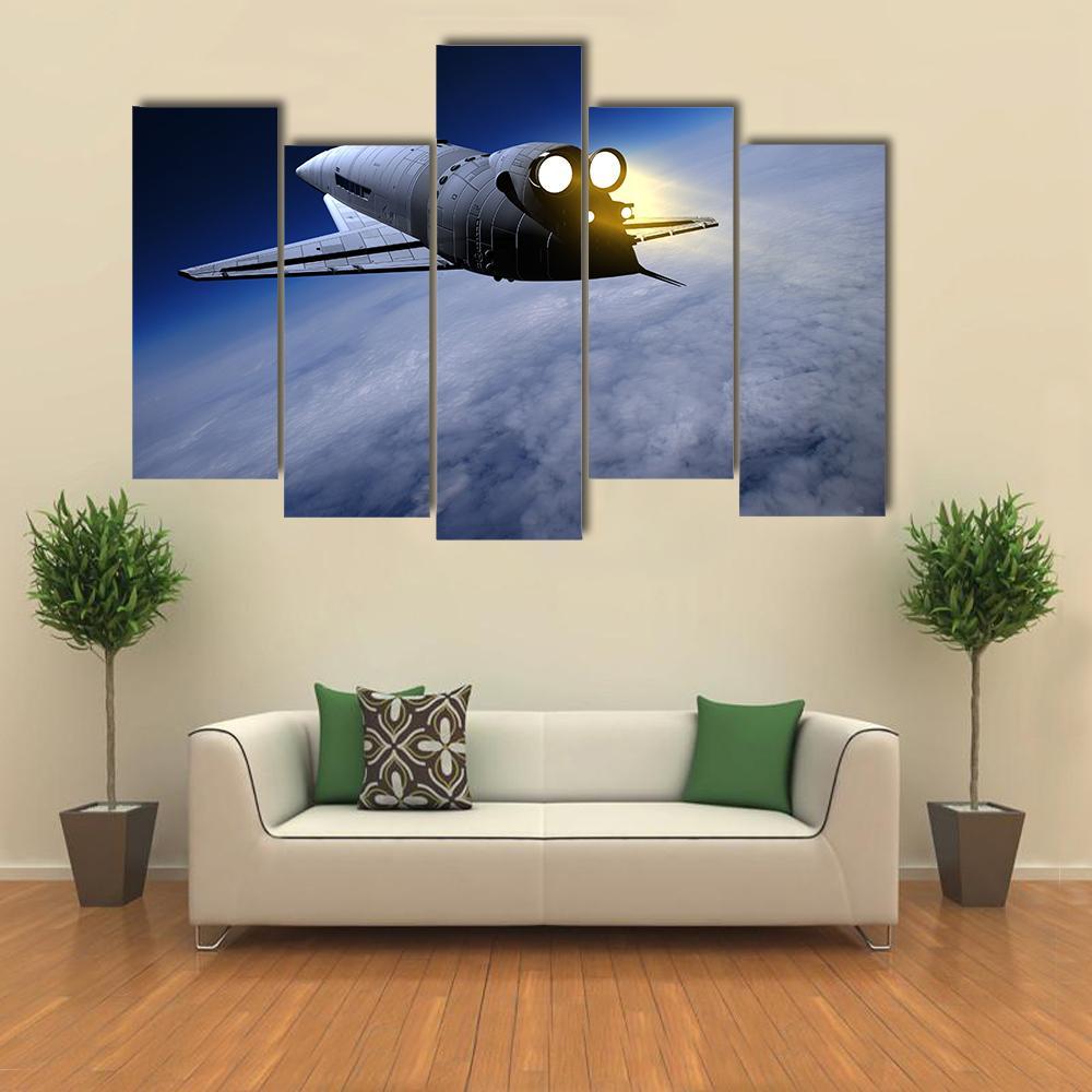 Space Transport On The Sky Canvas Wall Art-5 Pop-Gallery Wrap-47" x 32"-Tiaracle
