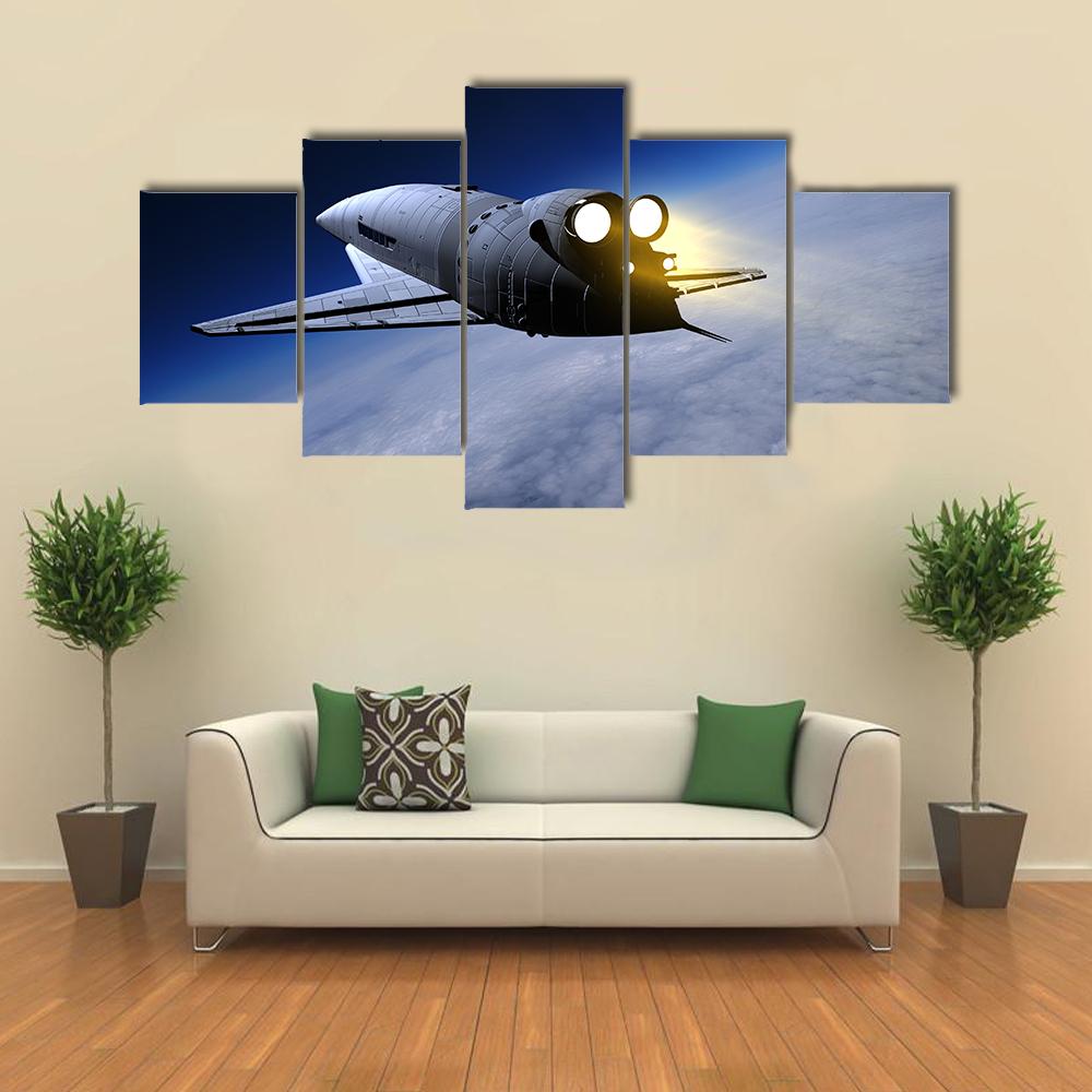 Space Transport On The Sky Canvas Wall Art-5 Star-Gallery Wrap-62" x 32"-Tiaracle