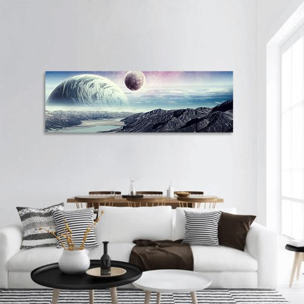 Space Universe Landscape Panoramic Canvas Wall Art-3 Piece-25" x 08"-Tiaracle