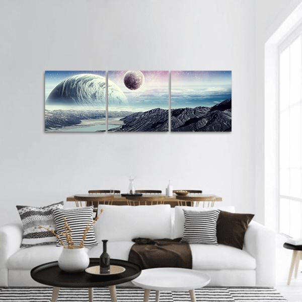 Space Universe Landscape Panoramic Canvas Wall Art-3 Piece-25" x 08"-Tiaracle