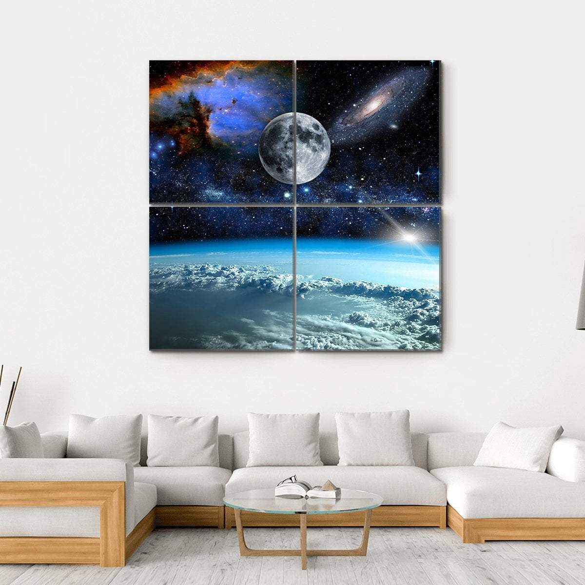 Space View From Earth Space Canvas Wall Art-4 Square-Gallery Wrap-17" x 17"-Tiaracle