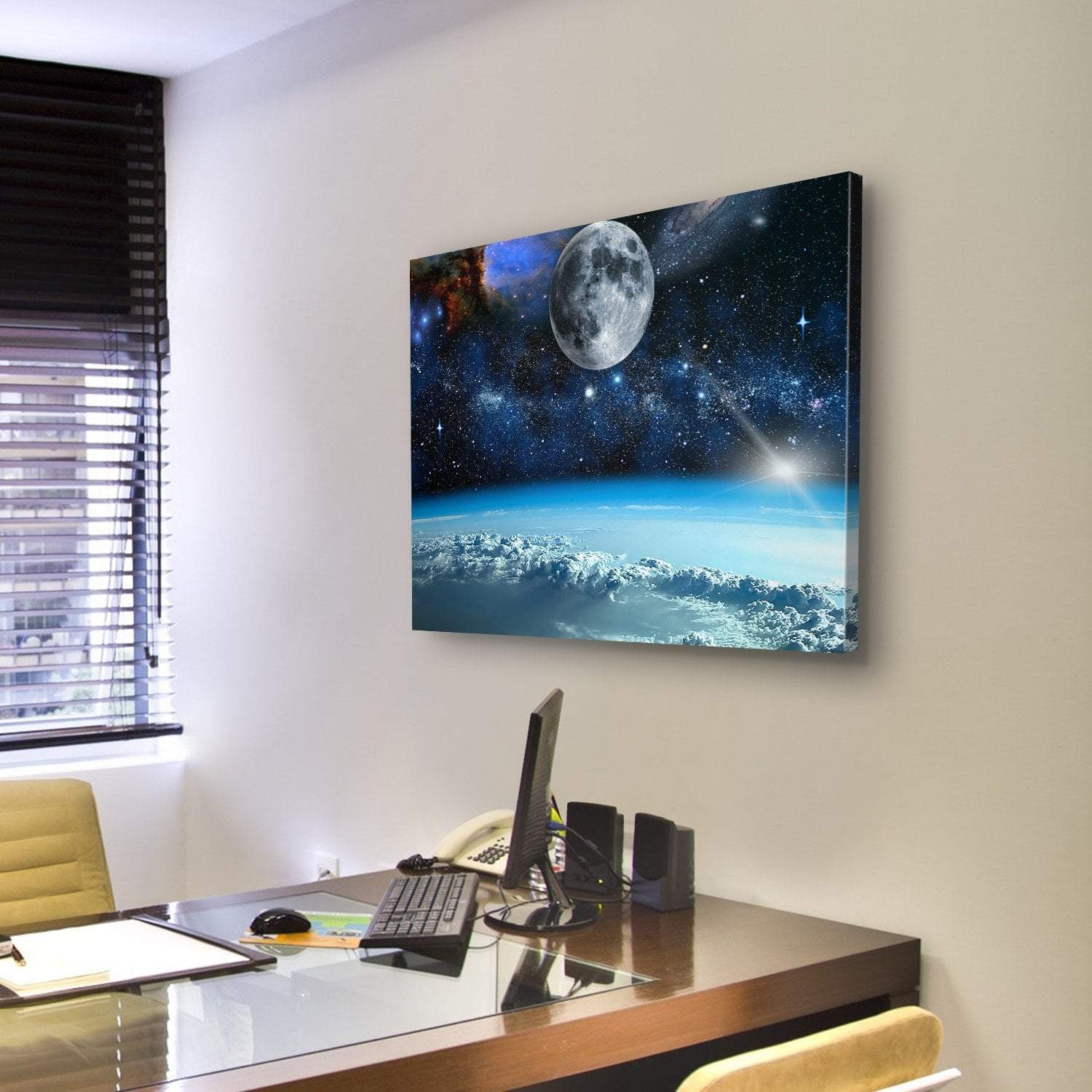 Space View From Earth Space Canvas Wall Art-3 Horizontal-Gallery Wrap-25" x 16"-Tiaracle