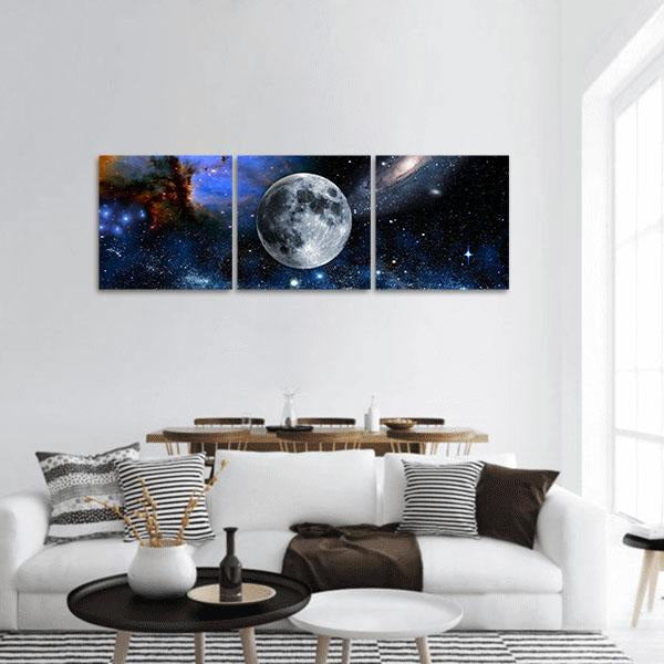 Space View From Earth Space Panoramic Canvas Wall Art-3 Piece-25" x 08"-Tiaracle