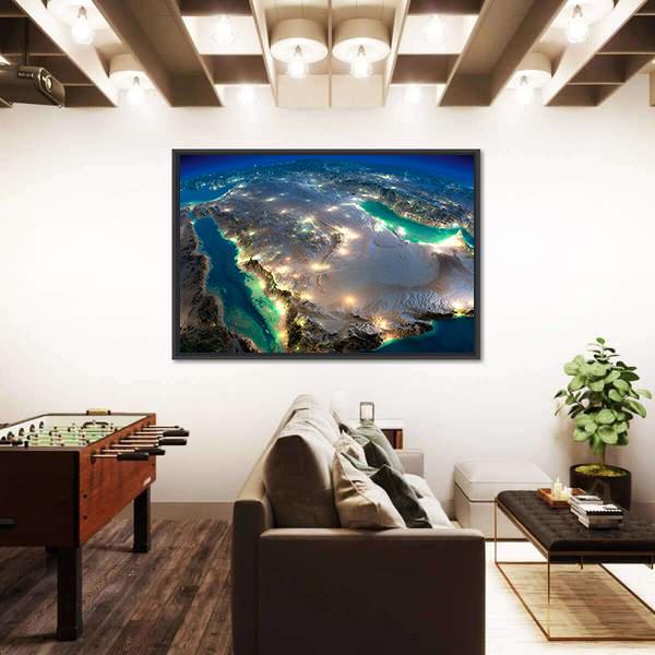 Space View Of Saudi Arabia Canvas Wall Art-3 Horizontal-Gallery Wrap-25" x 16"-Tiaracle