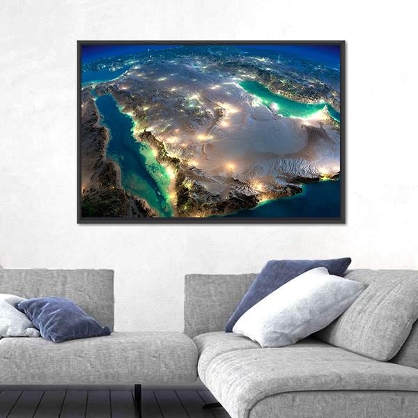 Space View Of Saudi Arabia Canvas Wall Art-3 Horizontal-Gallery Wrap-25" x 16"-Tiaracle