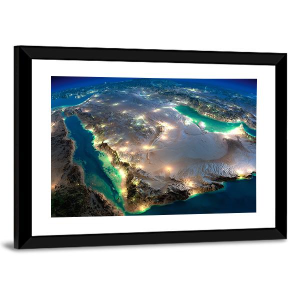 Space View Of Saudi Arabia Canvas Wall Art-3 Horizontal-Gallery Wrap-25" x 16"-Tiaracle