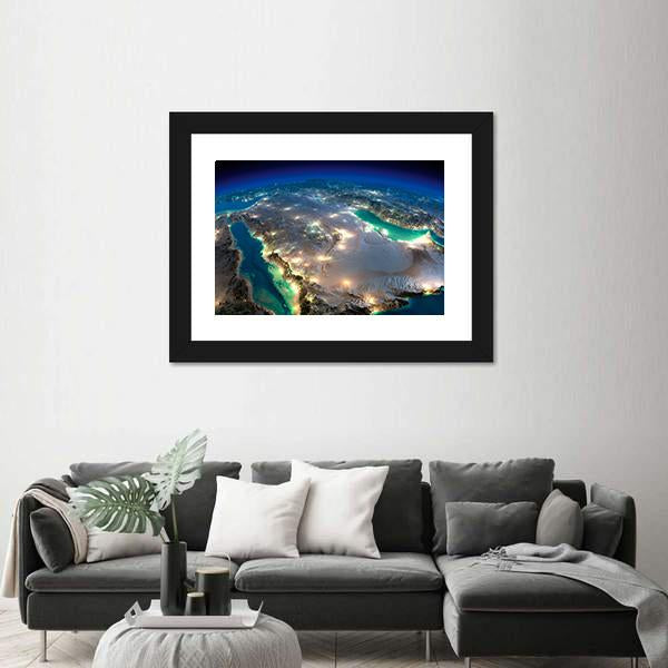 Space View Of Saudi Arabia Canvas Wall Art-3 Horizontal-Gallery Wrap-25" x 16"-Tiaracle