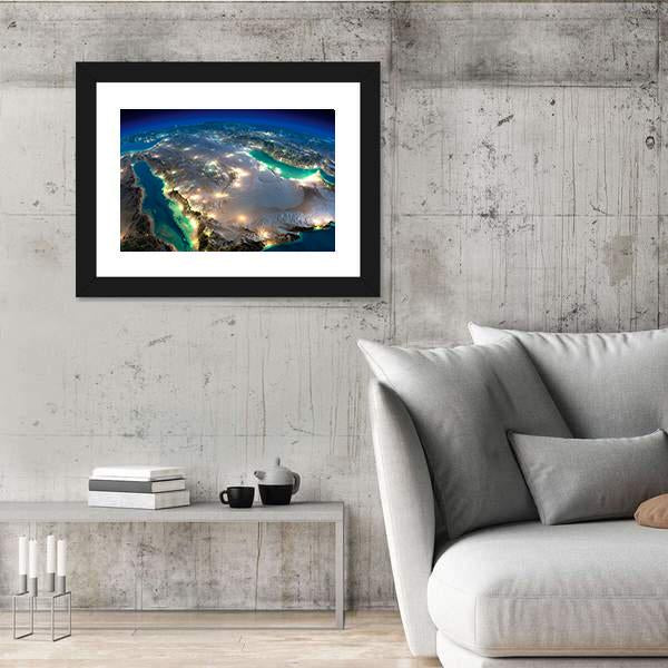 Space View Of Saudi Arabia Canvas Wall Art-3 Horizontal-Gallery Wrap-25" x 16"-Tiaracle