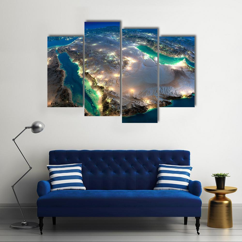 Space View Of Saudi Arabia Canvas Wall Art-4 Pop-Gallery Wrap-50" x 32"-Tiaracle
