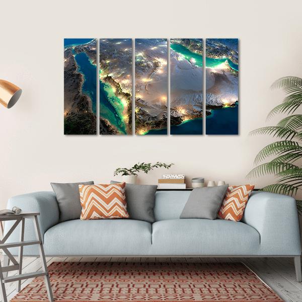 Space View Of Saudi Arabia Canvas Wall Art-5 Horizontal-Gallery Wrap-22" x 12"-Tiaracle