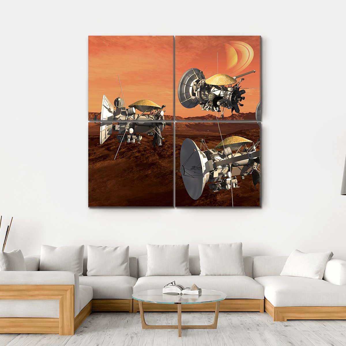 Spacecraft Probes On Mars Canvas Wall Art-4 Square-Gallery Wrap-17" x 17"-Tiaracle