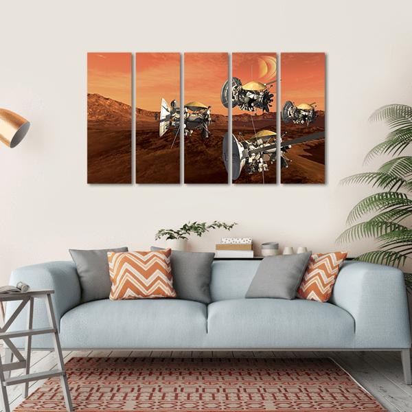 Spacecraft Probes On Mars Canvas Wall Art-5 Horizontal-Gallery Wrap-22" x 12"-Tiaracle