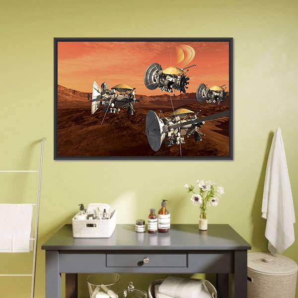 Spacecraft Probes On Mars Canvas Wall Art-5 Horizontal-Gallery Wrap-22" x 12"-Tiaracle