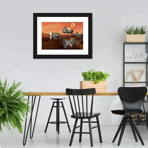 Spacecraft Probes On Mars Canvas Wall Art-5 Horizontal-Gallery Wrap-22" x 12"-Tiaracle