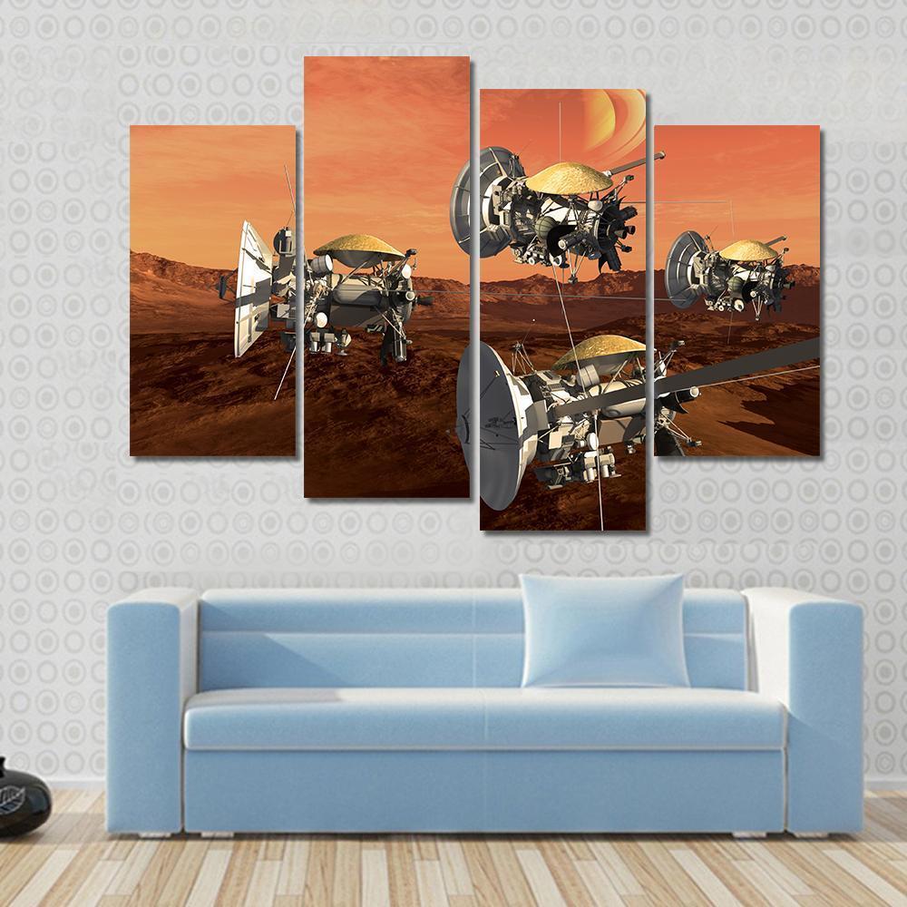 Spacecraft Probes On Mars Canvas Wall Art-4 Pop-Gallery Wrap-50" x 32"-Tiaracle