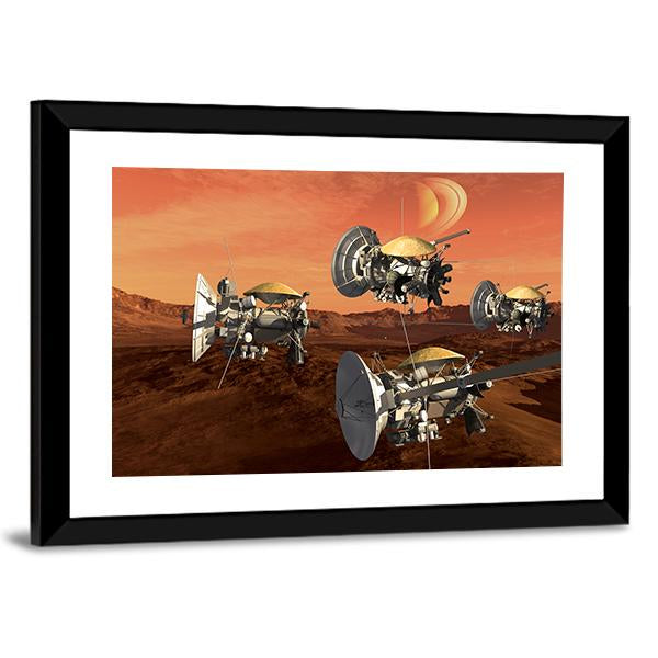 Spacecraft Probes On Mars Panoramic Canvas Wall Art-1 Piece-36" x 12"-Tiaracle