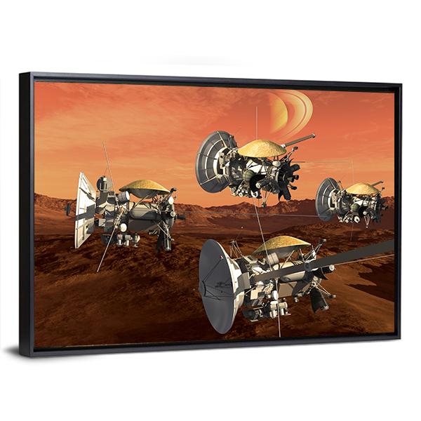 Spacecraft Probes On Mars Panoramic Canvas Wall Art-1 Piece-36" x 12"-Tiaracle