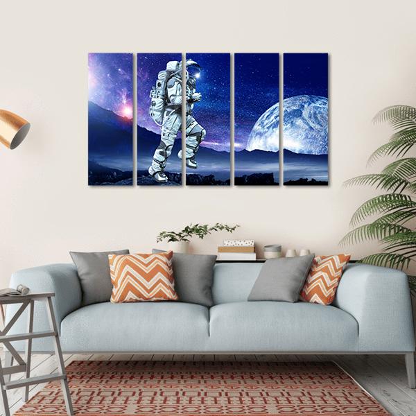 Spaceman Running Canvas Wall Art-5 Horizontal-Gallery Wrap-22" x 12"-Tiaracle