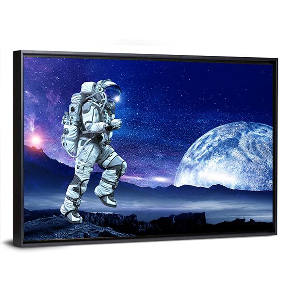 Spaceman Running Canvas Wall Art-3 Horizontal-Gallery Wrap-25" x 16"-Tiaracle