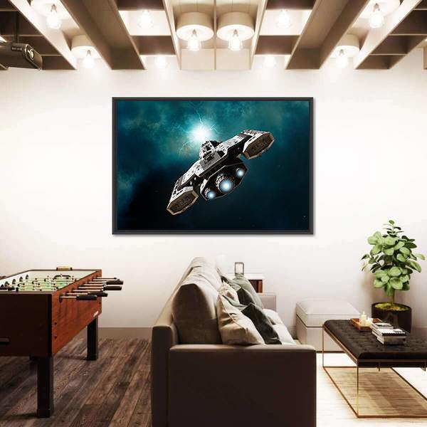 Spaceship About To Enter A Wormhole Canvas Wall Art-3 Horizontal-Gallery Wrap-25" x 16"-Tiaracle