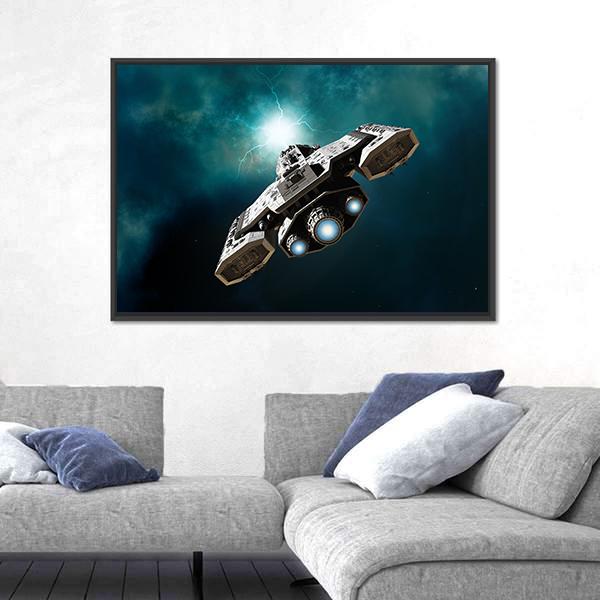 Spaceship About To Enter A Wormhole Canvas Wall Art-3 Horizontal-Gallery Wrap-25" x 16"-Tiaracle