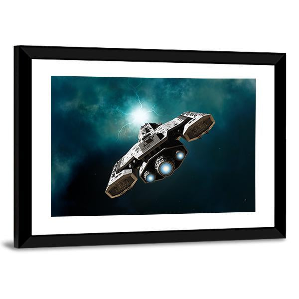 Spaceship About To Enter A Wormhole Canvas Wall Art-3 Horizontal-Gallery Wrap-25" x 16"-Tiaracle