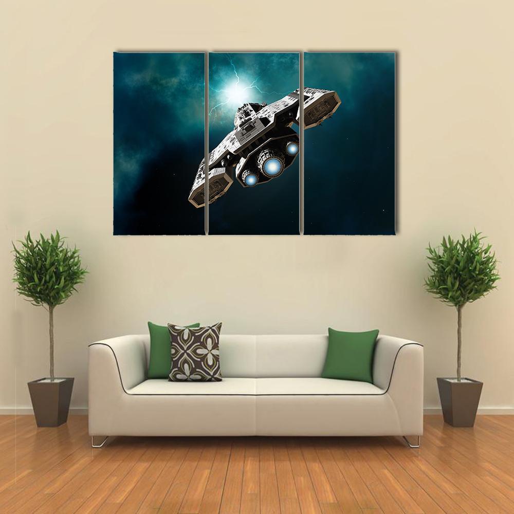 Spaceship About To Enter A Wormhole Canvas Wall Art-3 Horizontal-Gallery Wrap-37" x 24"-Tiaracle