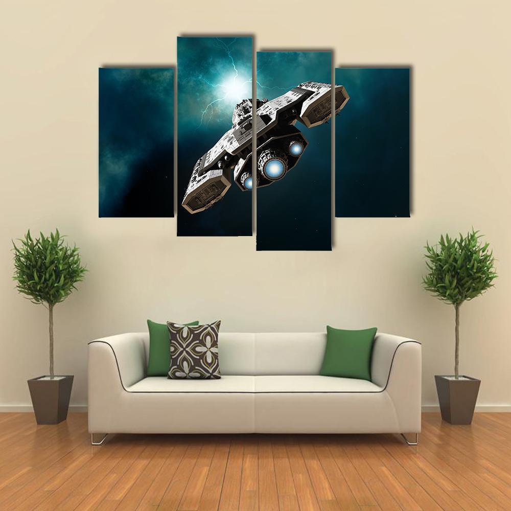 Spaceship About To Enter A Wormhole Canvas Wall Art-4 Pop-Gallery Wrap-50" x 32"-Tiaracle