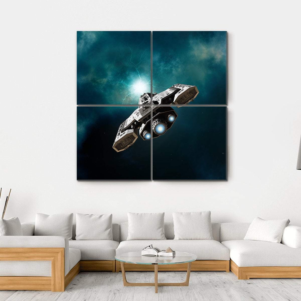 Spaceship About To Enter A Wormhole Canvas Wall Art-4 Square-Gallery Wrap-17" x 17"-Tiaracle