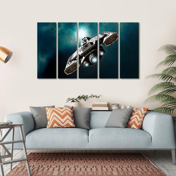 Spaceship About To Enter A Wormhole Canvas Wall Art-5 Horizontal-Gallery Wrap-22" x 12"-Tiaracle