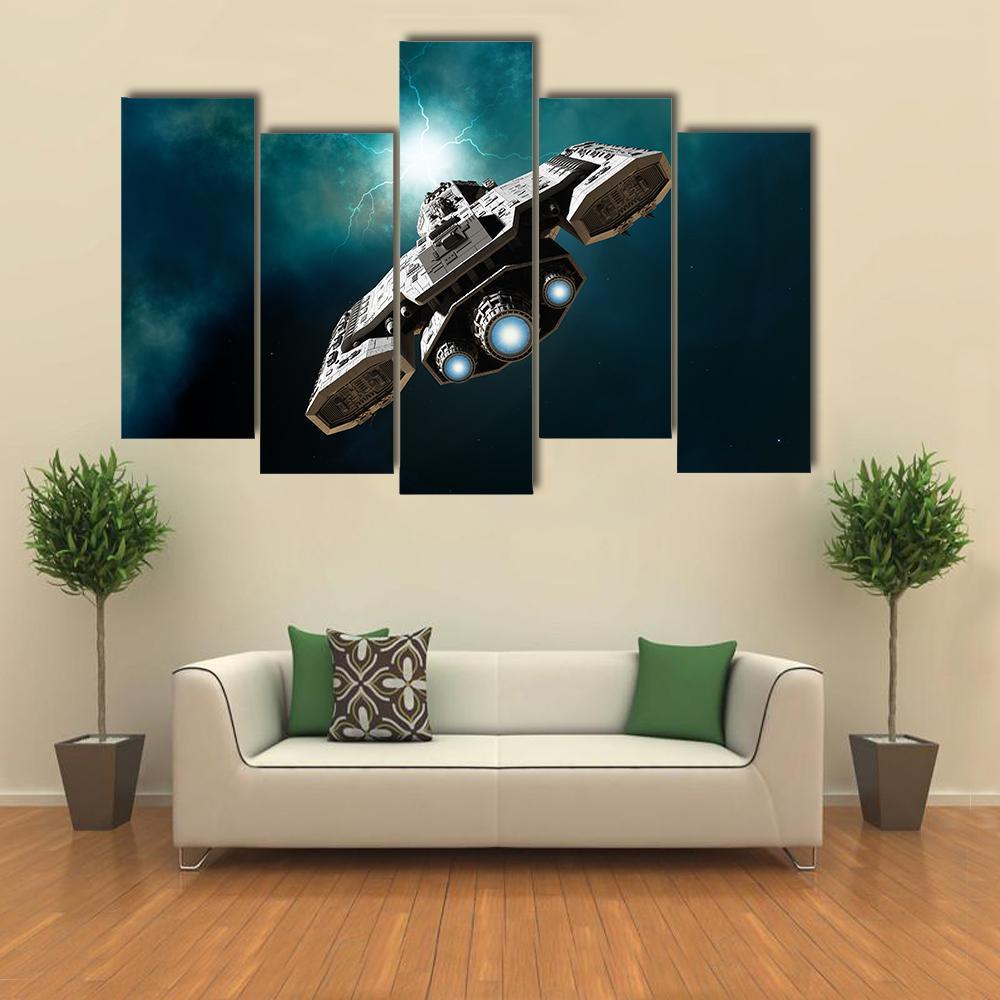 Spaceship About To Enter A Wormhole Canvas Wall Art-5 Pop-Gallery Wrap-47" x 32"-Tiaracle