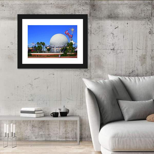 Spaceship Earth With Mickey Mouse Canvas Wall Art-5 Horizontal-Gallery Wrap-22" x 12"-Tiaracle