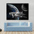 Spaceship In Front Of Moon And Earth Canvas Wall Art-4 Horizontal-Gallery Wrap-34" x 24"-Tiaracle