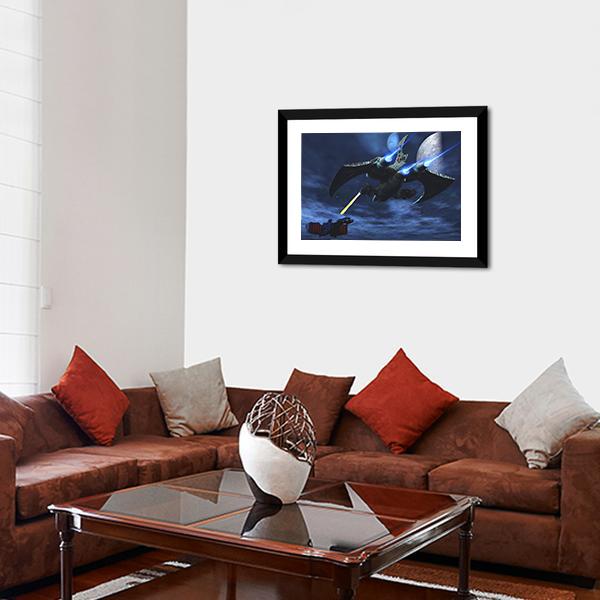 Spaceships War In Space Panoramic Canvas Wall Art-1 Piece-36" x 12"-Tiaracle