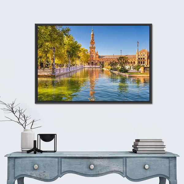 Spain At Spanish Square Canvas Wall Art-1 Piece-Floating Frame-24" x 16"-Tiaracle