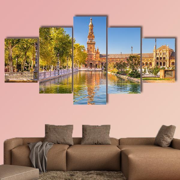 Spain At Spanish Square Canvas Wall Art-5 Star-Gallery Wrap-62" x 32"-Tiaracle