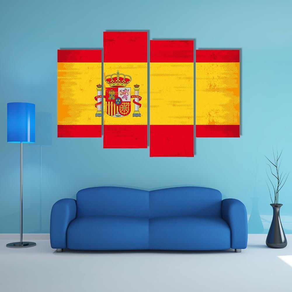 Spain Flag Canvas Wall Art-4 Pop-Gallery Wrap-50" x 32"-Tiaracle