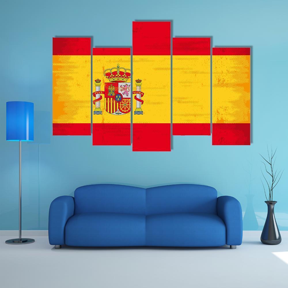 Spain Flag Canvas Wall Art-5 Pop-Gallery Wrap-47" x 32"-Tiaracle