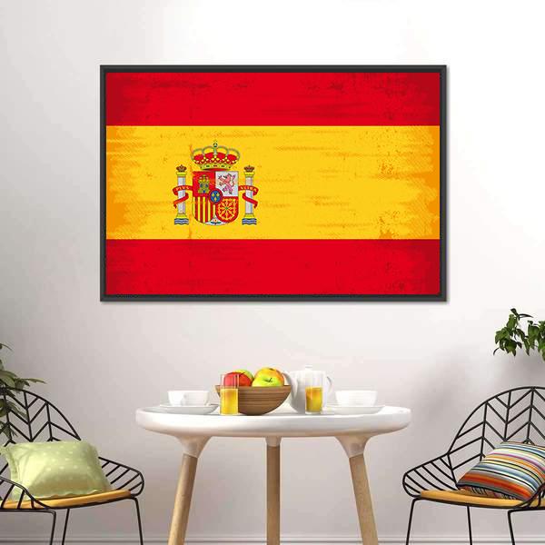 Spain Flag Canvas Wall Art-3 Horizontal-Gallery Wrap-25" x 16"-Tiaracle