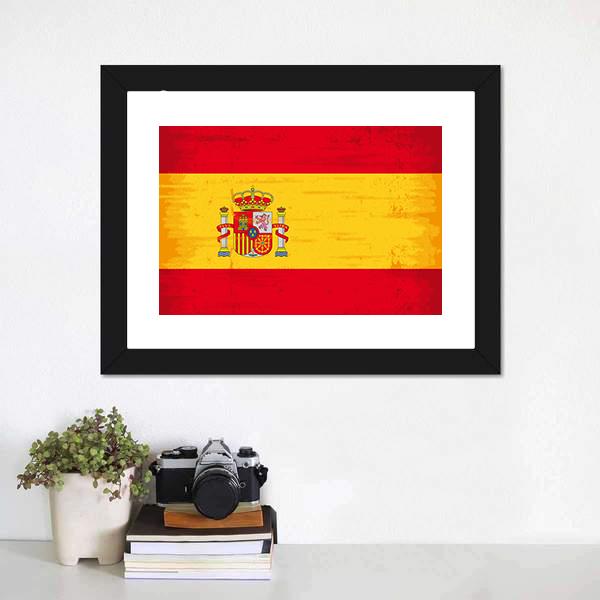 Spain Flag Canvas Wall Art-1 Piece-Framed Print-20" x 16"-Tiaracle