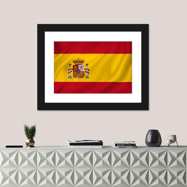 Spain National Flag Canvas Wall Art-1 Piece-Framed Print-20" x 16"-Tiaracle