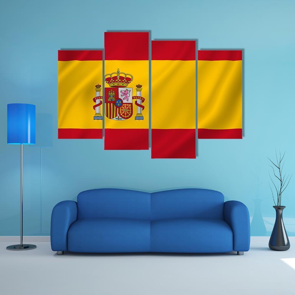 Spain National Flag Canvas Wall Art-3 Horizontal-Gallery Wrap-37" x 24"-Tiaracle