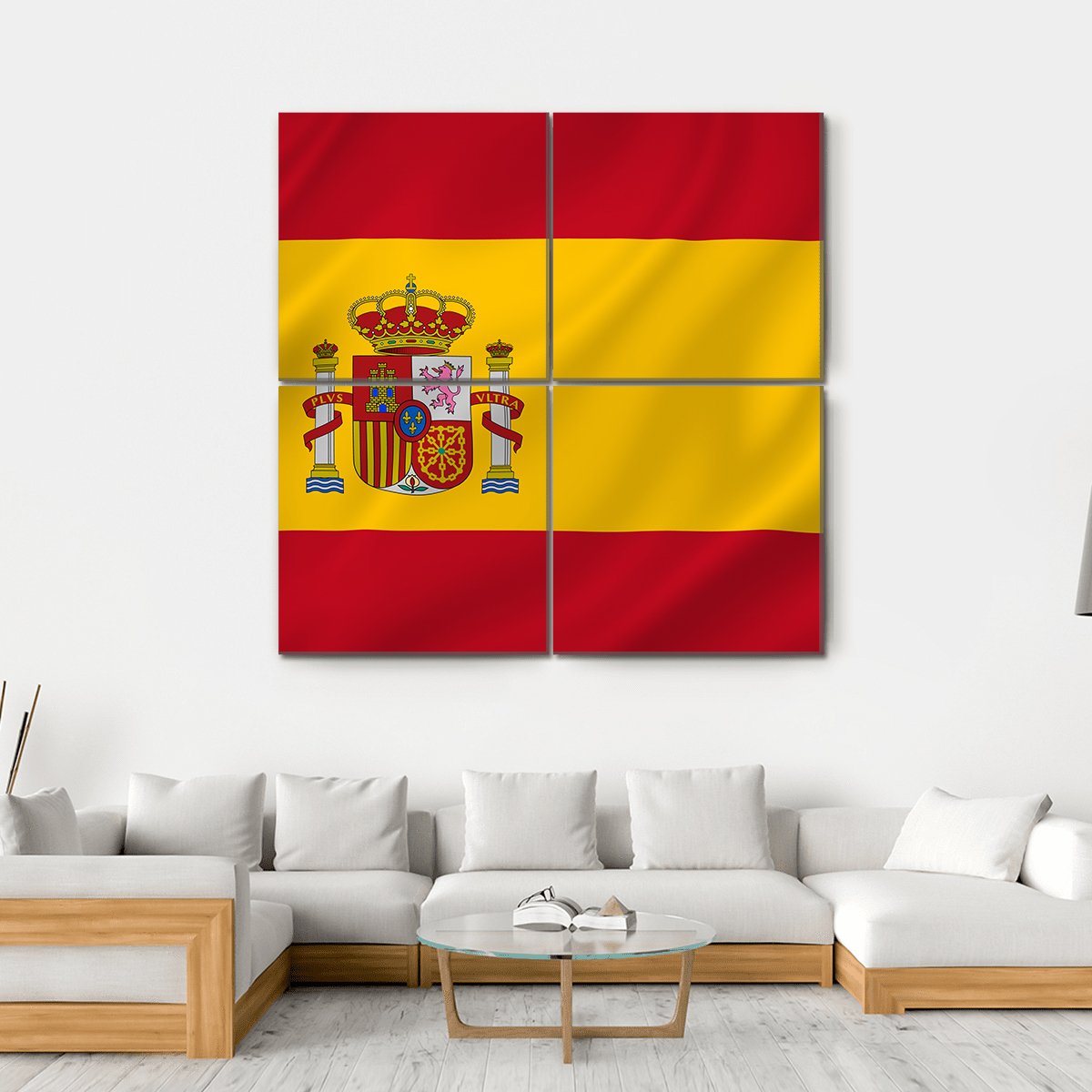 Spain National Flag Canvas Wall Art-4 Square-Gallery Wrap-17" x 17"-Tiaracle